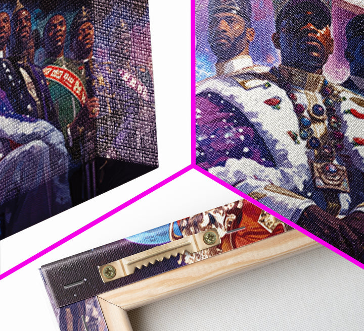 Galactic Black King And Royal Guard Framed Canvas Print, African American Art, Afrocentric Wall Decor, Black Man Portrait