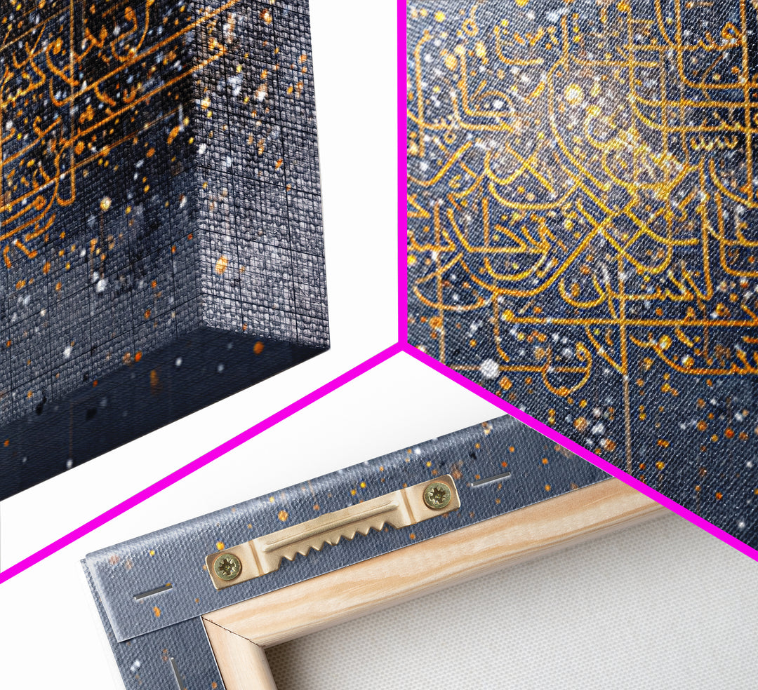 Gold Abstract Calligraphy On Gray Wall Art, Luxury Canvas Print, Spiritual Wall Decor, Black And Gold Art, Elegant Home Decor