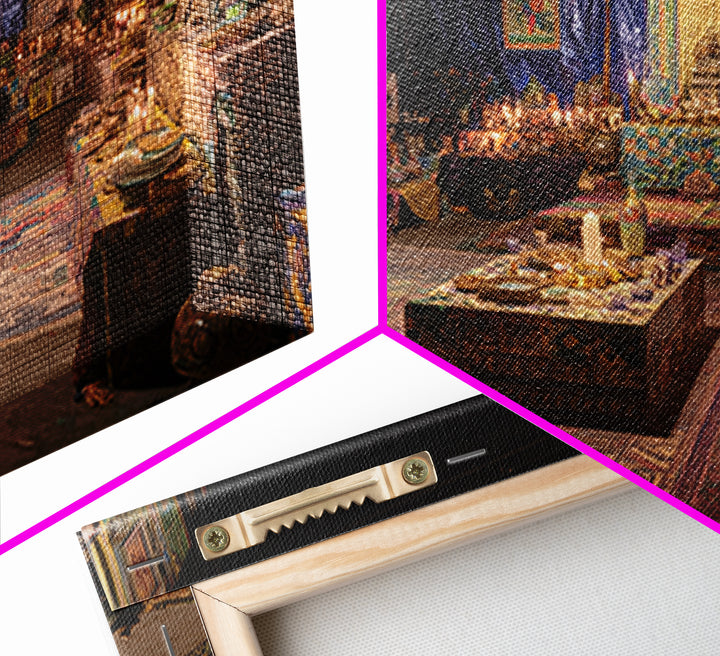 Candlelit Ancestral Ritual Room Wall Art, Afrocentric Tapestry Decor, Spiritual Wall Decor, African Home Decor Canvas Print