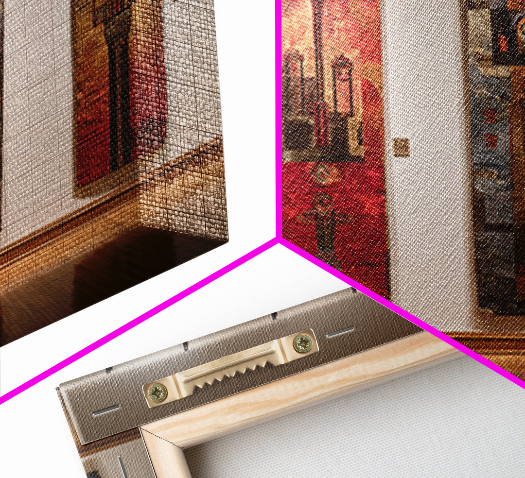 Earth Tone Textile Banners In Gallery, African Wall Art, Cultural Home Decor, Textile Art, Modern Framed Canvas Print, Museum Decor