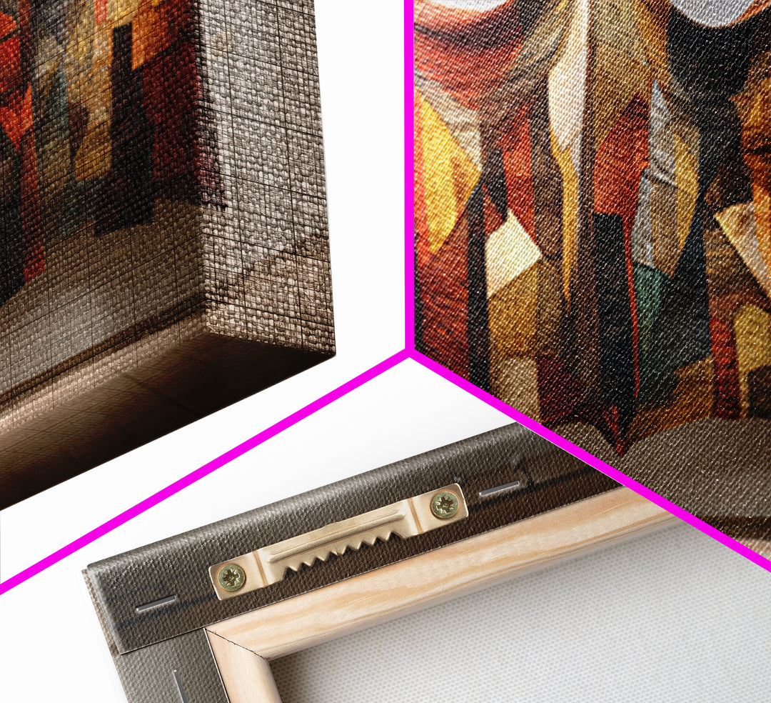 Abstract Quilted Textile Wall Hanging, African Wall Art, Earth Tone Wall Art, Fabric Art, Cultural Framed Canvas Print, Gallery Wall Art