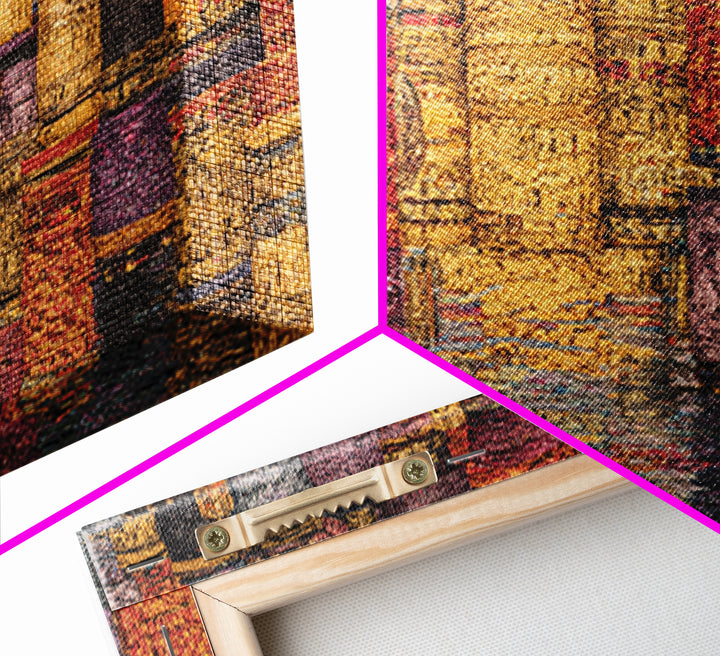 Vibrant Woven Basket Abstract, African Wall Art, Textile Art, Colorful Wall Decor, Cultural Framed Canvas Print, Ethnic Art Print