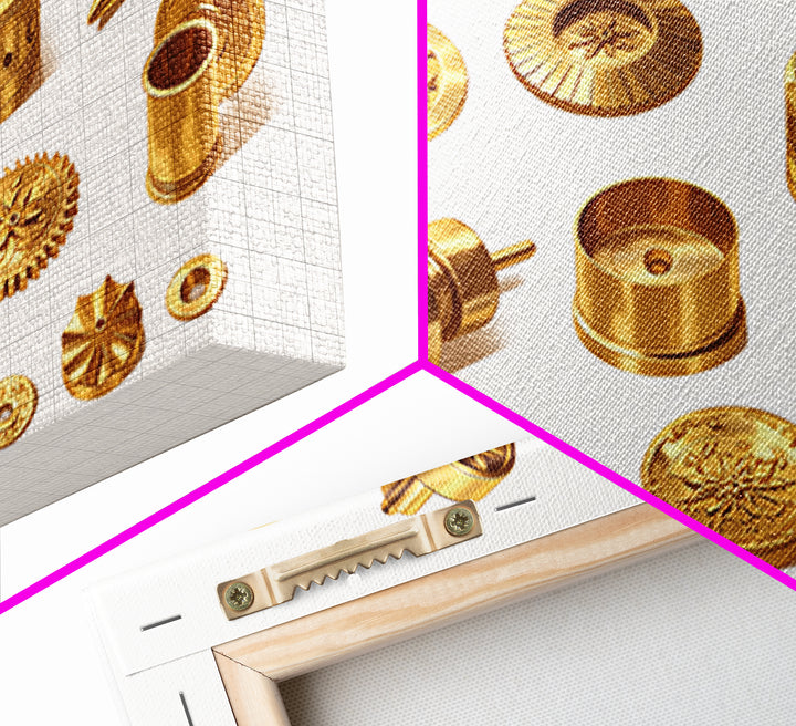 Golden Ornate Brass Hardware Study Canvas Print, Black And Gold Art, Luxury Canvas Art, Unique Home Office Decor, Men Gift