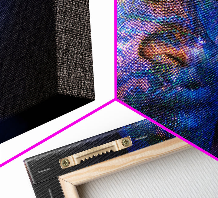 Blue Digital Black Man Portrait Canvas Print, Afrofuturism Decor, Modern Black Art, Abstract Face Art, Statement Wall Decor