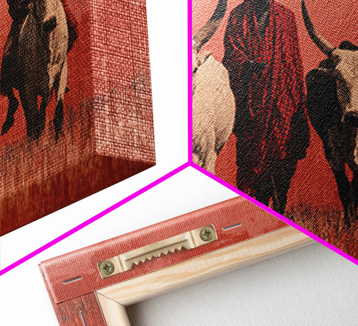 Maasai Warriors With White Cattle Framed Canvas Print, African Safari Art, Tribal Art Decor, Cultural Wall Art, Statement Decor