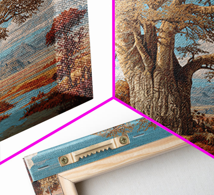 Monumental Baobab By River Plains Canvas Print, African Landscape, Safari Decor, Blue Wall Art, Elegant Home Decor Gift For Her