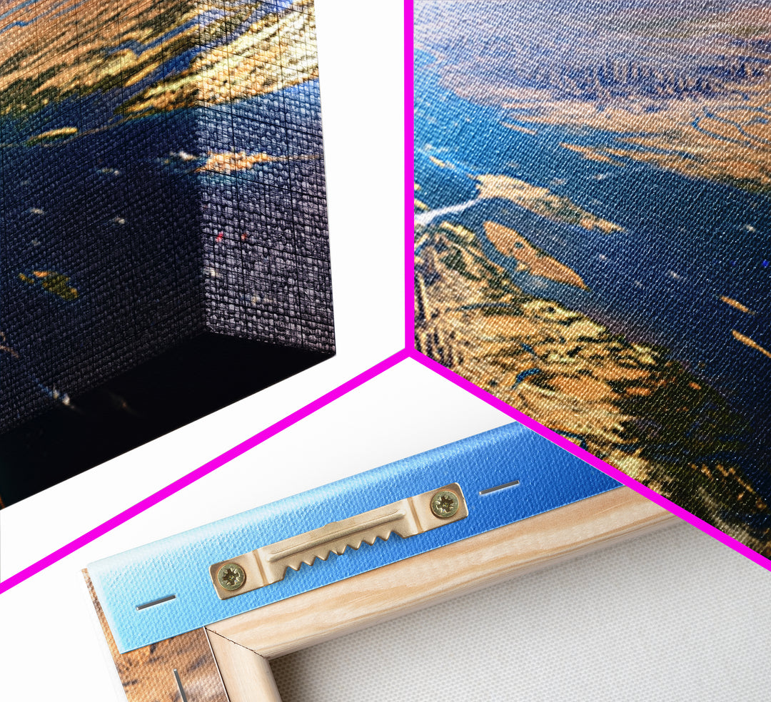 Futuristic Nile River Cities From Space Canvas Print, African Egyptian Art, Desert Landscape, Digital Wall Art, Modern Home Decor
