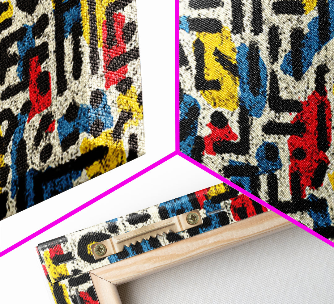Colorful Abstract African Glyph Canvas Print, Modern African Art Abstract, Tribal Pattern Wall Decor, Bold Office Art Gift