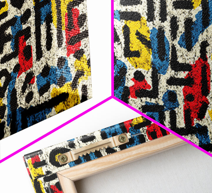 Colorful Abstract African Glyph Canvas Print, Modern African Art Abstract, Tribal Pattern Wall Decor, Bold Office Art Gift