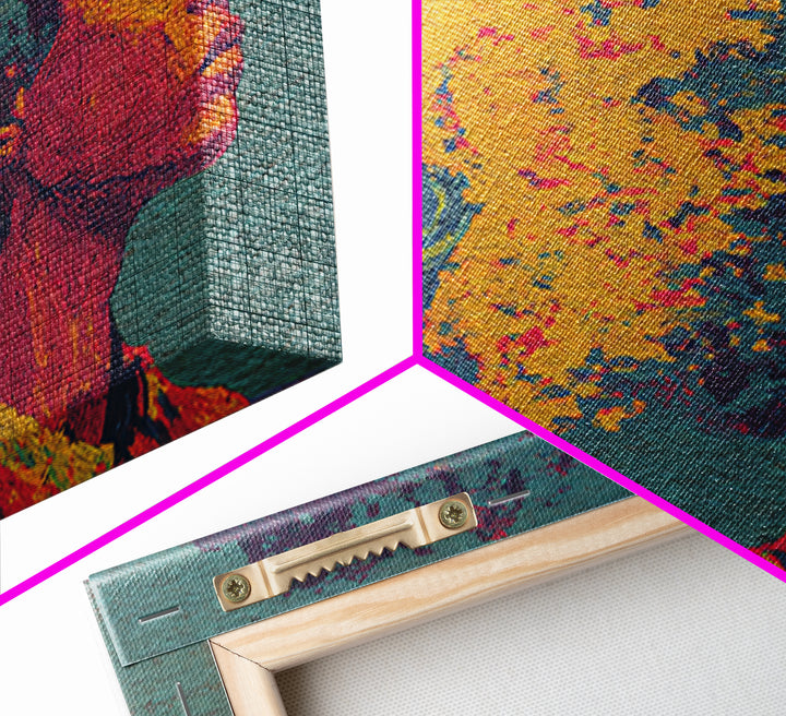 Vibrant Black Couple Opposing Profiles Wall Art, African Abstract Canvas Print, Textured Afrocentric Portrait Decor Gift
