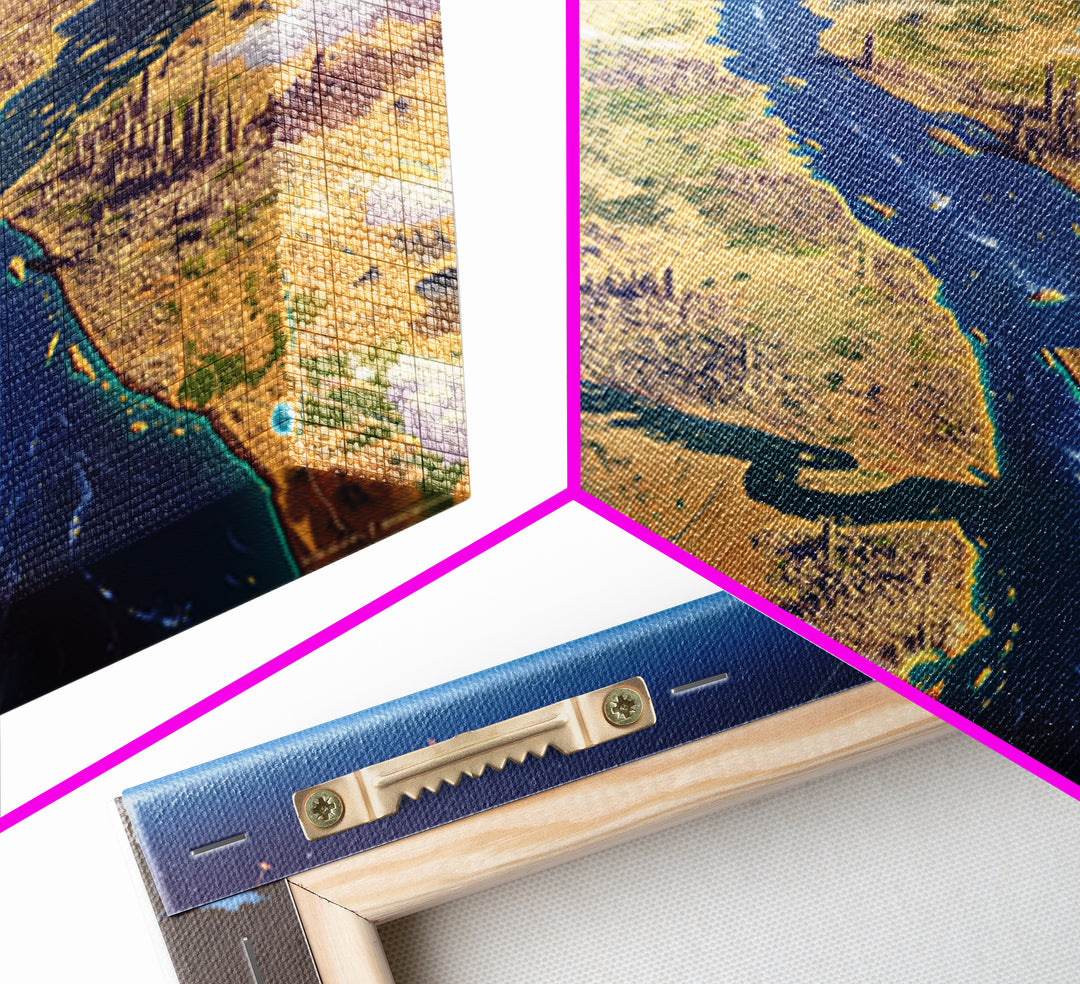 Futuristic Nile Delta Aerial Landscape Wall Art, African Travel Canvas Print, Egypt Map Poster, Modern Office Decor Gift