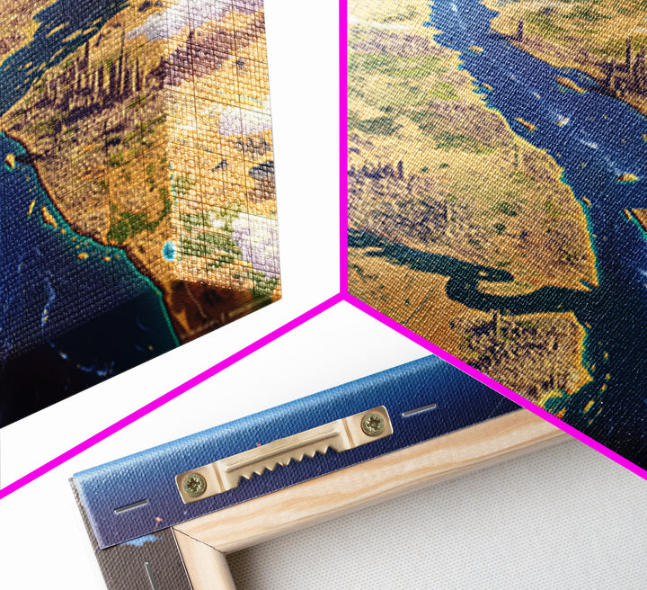Futuristic Nile Delta Aerial Landscape Wall Art, African Travel Canvas Print, Egypt Map Poster, Modern Office Decor Gift