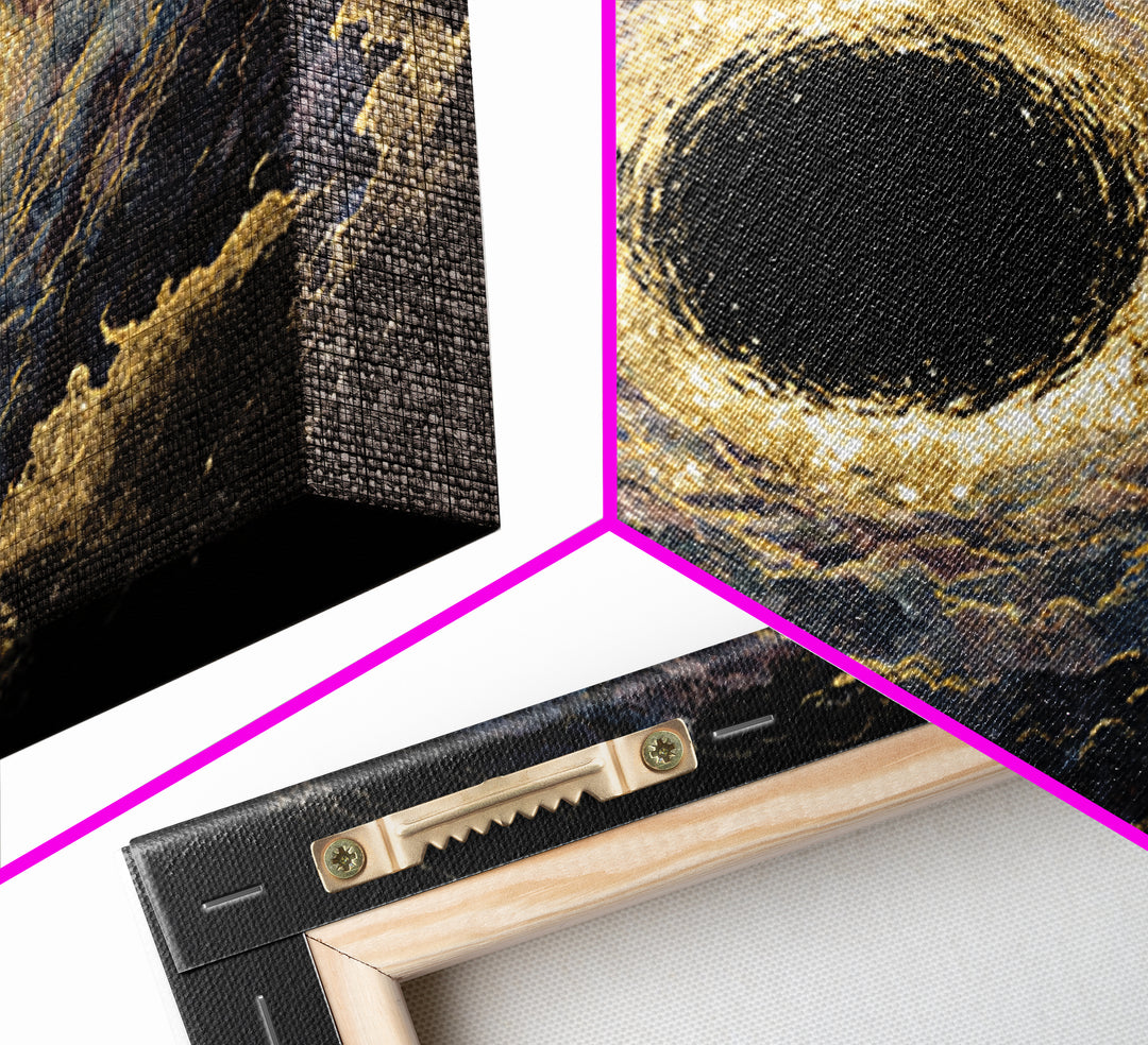 Golden Event Horizon Black Hole Canvas Print, Abstract Wall Art, Black And Gold Art, Luxury Canvas Art, Modern Home Decor