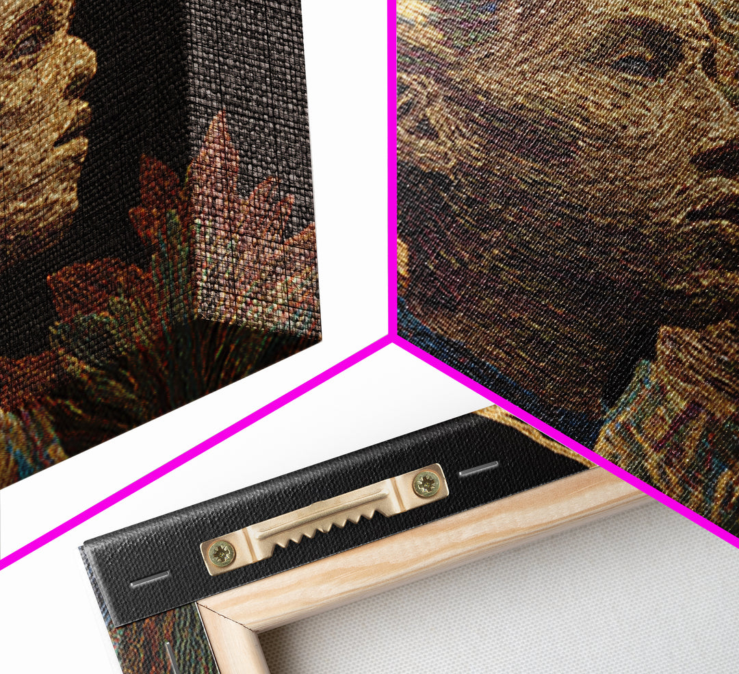 Surreal African Woman Double Portrait Canvas Print, African Women Art, Afrocentric Wall Art, Gold Textile Art, Elegant Decor