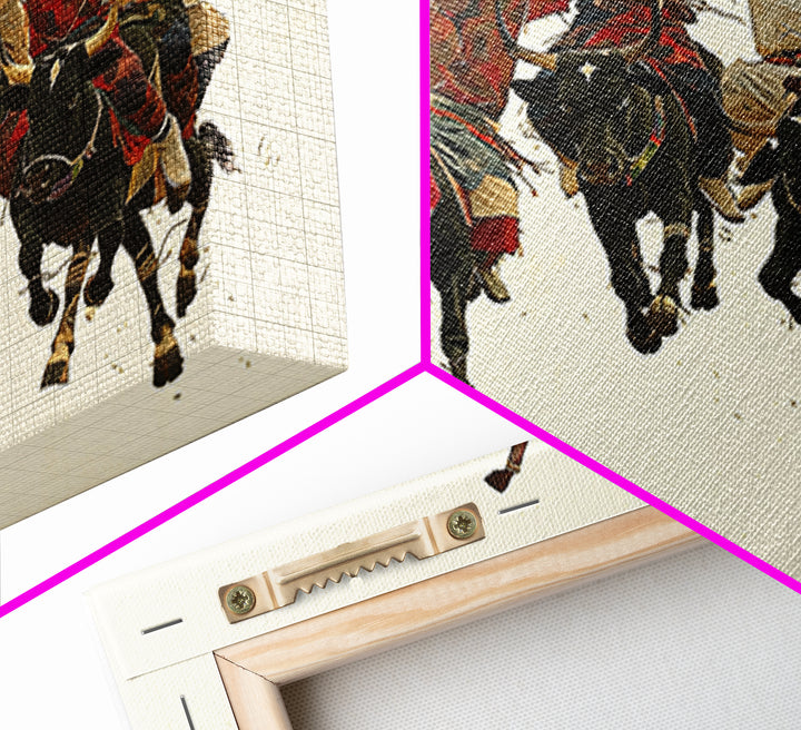 Charging African Warriors On Horseback, Dynamic Canvas Print, Tribal Battle Scene, Afrocentric Wall Decor For Men, African Warrior Art Gift