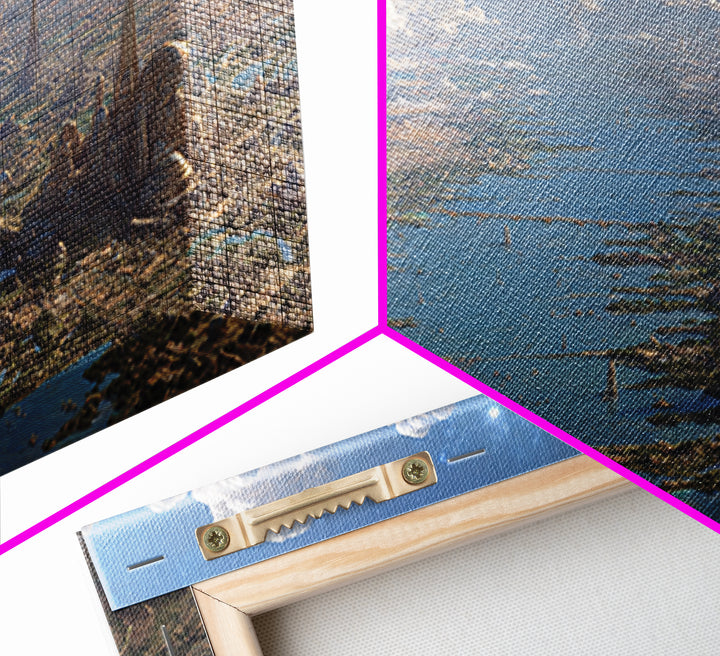 Futuristic Nile River City Canvas Print, African Landscape Sci Fi Wall Decor, Dreamy Blue Desert Skyline Home Decor Art Gift