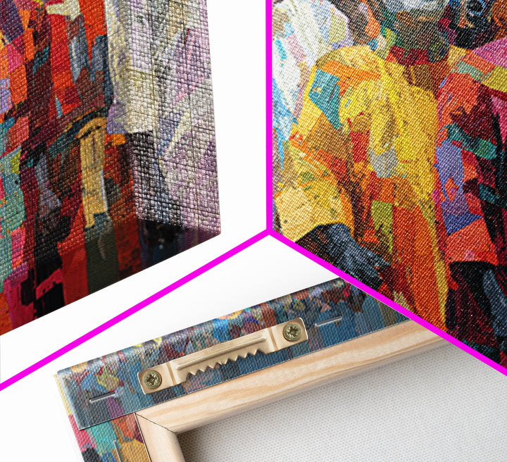 Colorful African Masked Choir Wall Art, Festival Procession Painting, Afrocentric Culture Decor, Bold Gallery Canvas Print