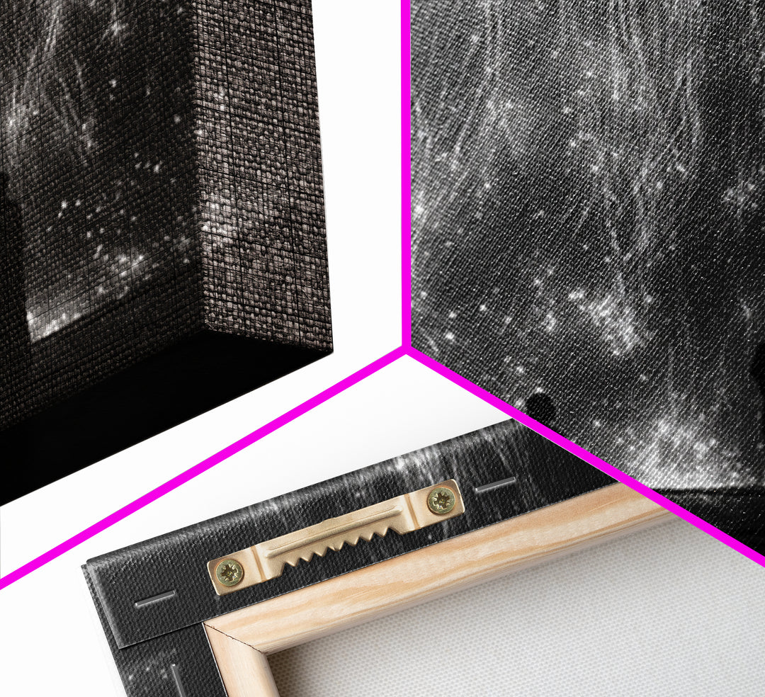 Black And White Light Installation Canvas Print, Minimalist Wall Art, Abstract Black Art, Modern Gallery Home Decor Gift