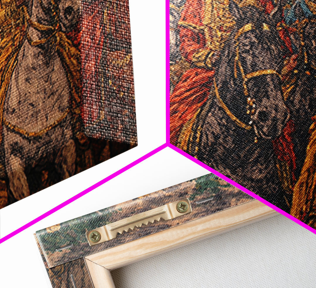 Regal African Horsemen Procession Wall Art, Royal Warrior Riders, Afrocentric Decor, Tribal History, Luxury Canvas Home Decor