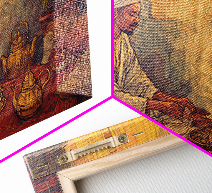 Seated African Tea Ceremony Framed Canvas Print, Spiritual Prayer Room Smoke, Traditional Interior, Afrocentric Wall Decor Gift