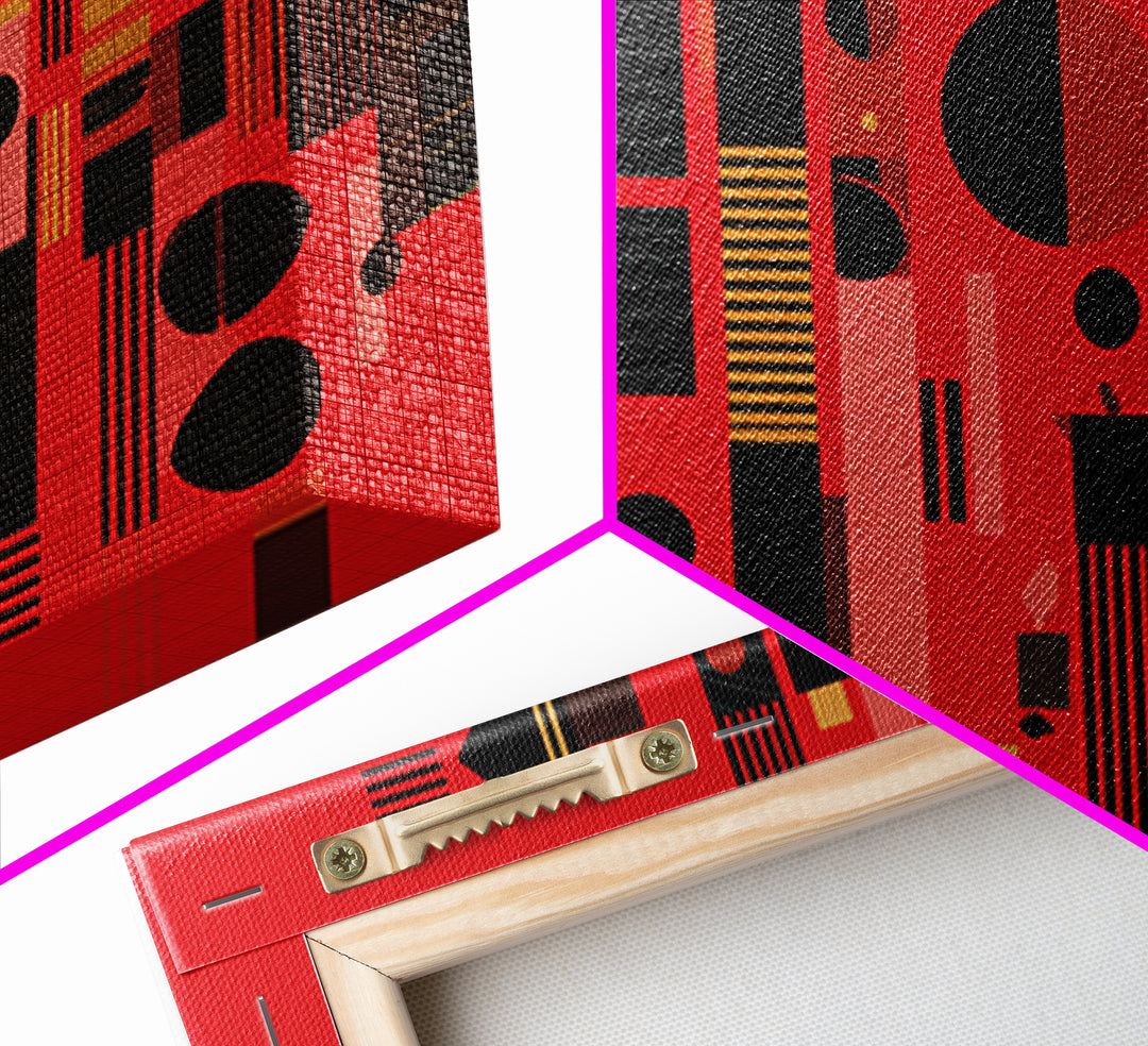 Red Black Geometric Abstract Wall Art, Modern African Art Print, Bold Urban Decor, Contemporary Canvas Print Statement Gift