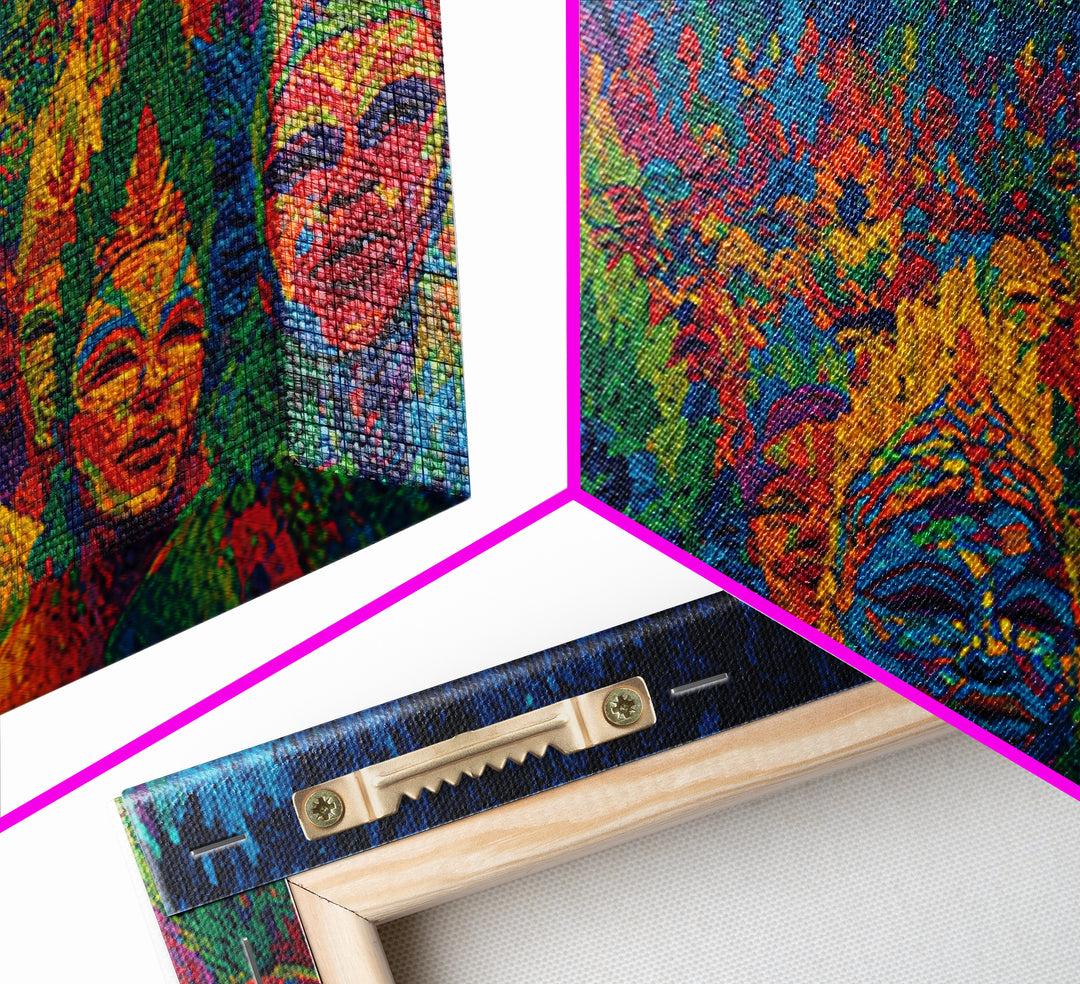 Mystic Jungle Mask Ceremony Wall Art, Colorful African Tribal Art, Spiritual Afrocentric Decor, Statement Canvas Print Gift