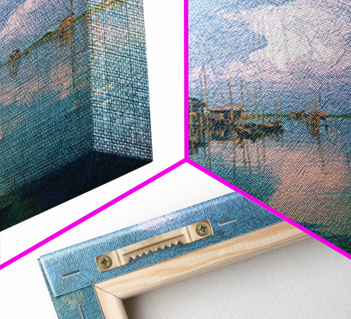 Blue Lagoon Stilt Houses Under Cloudy Sky Canvas Print, African Wall Art, Coastal Decor, Peaceful Lake Home Decor Art Gift