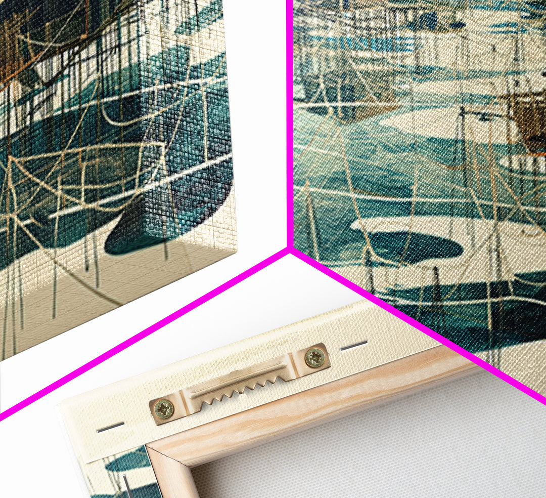 Graphic Stilt House Fishing Village Over Turquoise Water Wall Art, African Landscape, Modern Coastal Decor, Canvas Print Gift