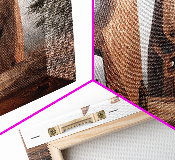 Terracotta Tribal Tower Wall Art, African Sculpture Inspired Architecture, Desert Monument Canvas Print, Bold Home Decor