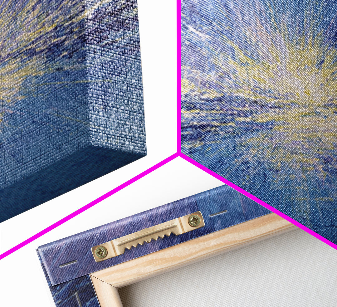 Electric Blue Abstract Cityscape Wall Art, Luminous Horizon Canvas, Contemporary Decor For Living Room And Office Gallery