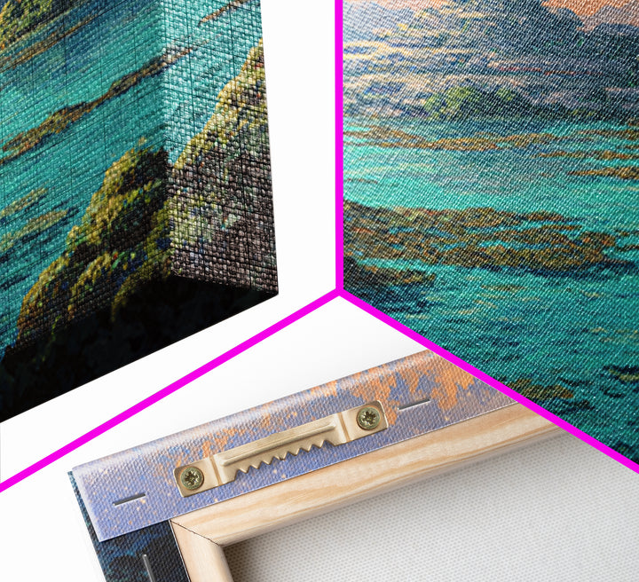 Turquoise Island Temple Landscape, Dreamy African Inspired Wall Art, Canvas Print, Nature Scene Art, Bohemian Home Decor Gift