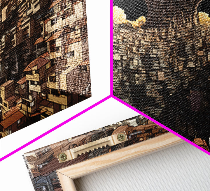Dystopian Circular City Void, African Abstract Wall Art, Canvas Print, Urban Wall Art, Modern Black Art, Statement Decor