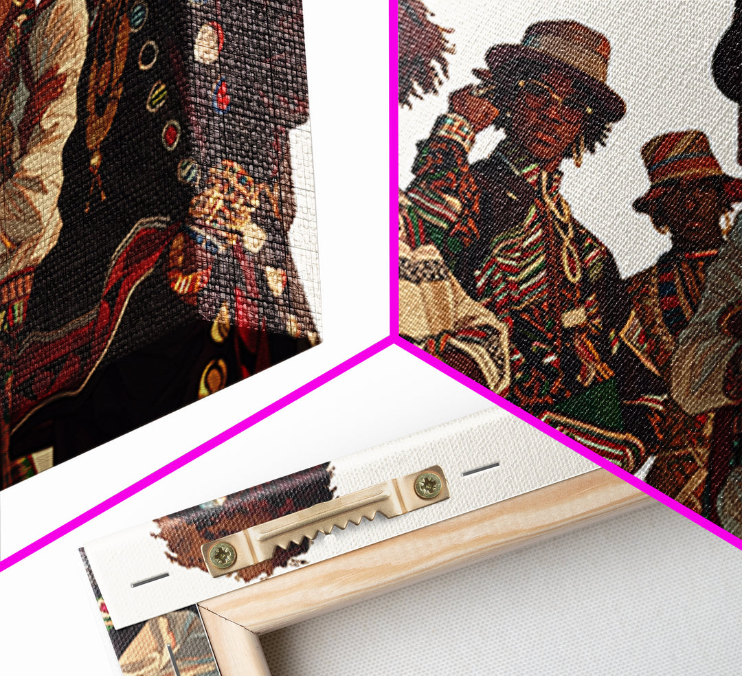 Stylish Afro Fashion Group Canvas Print, African Fabric, Ankara Wall Art, Modern Black Art, Cultural Home Decor, Gift For Her