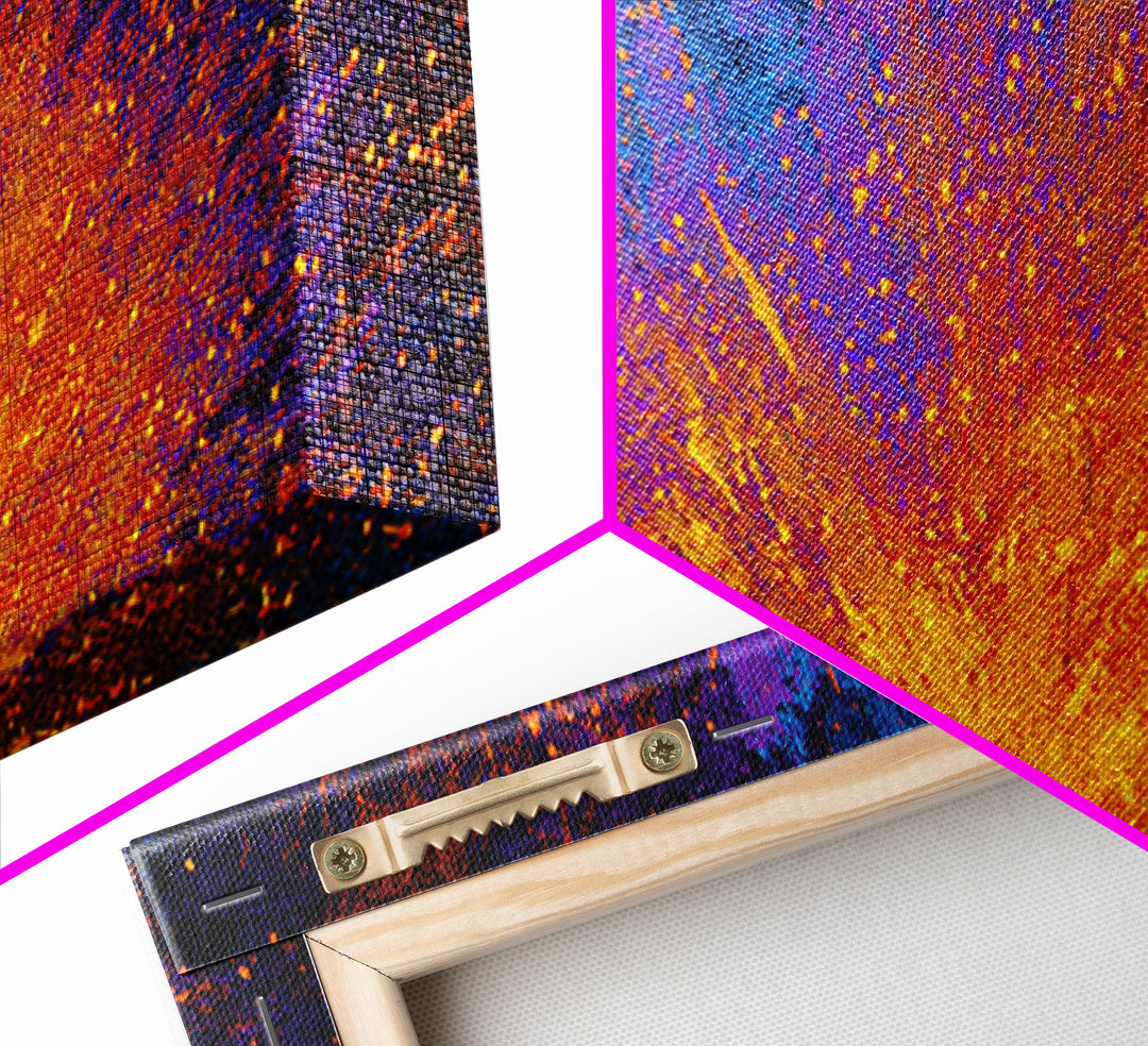Explosive Orange And Blue Energy Burst Canvas Print, Abstract Art, Vibrant Wall Decor, Modern Painting, Bold Home Decor Gift
