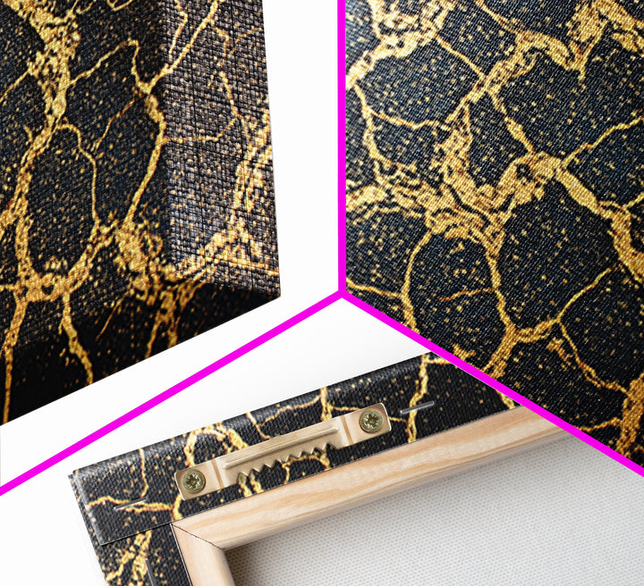 Black And Gold Cracked Earth Wall Art, Abstract African Art, Luxury Canvas Art, Textured Art Print, Elegant Home Decor Gift