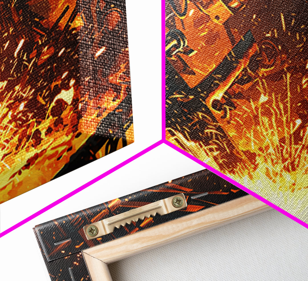 Robotic Molten Forge Canvas Print, Afrofuturism Decor, Industrial Wall Art, Modern Canvas Art, Bold Unique Home Decor Gift