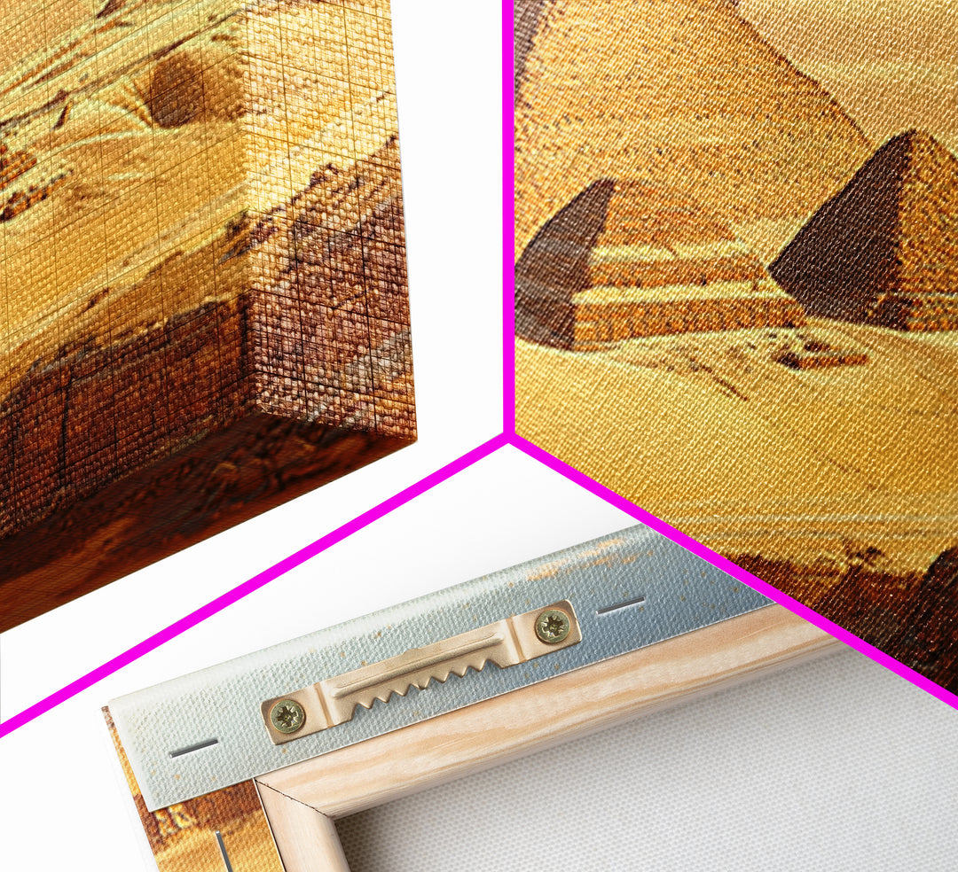 Golden Giza Pyramids At Sunrise Wall Art African Egyptian Art Print Desert Landscape Canvas Print Ancient Travel Decor Gift