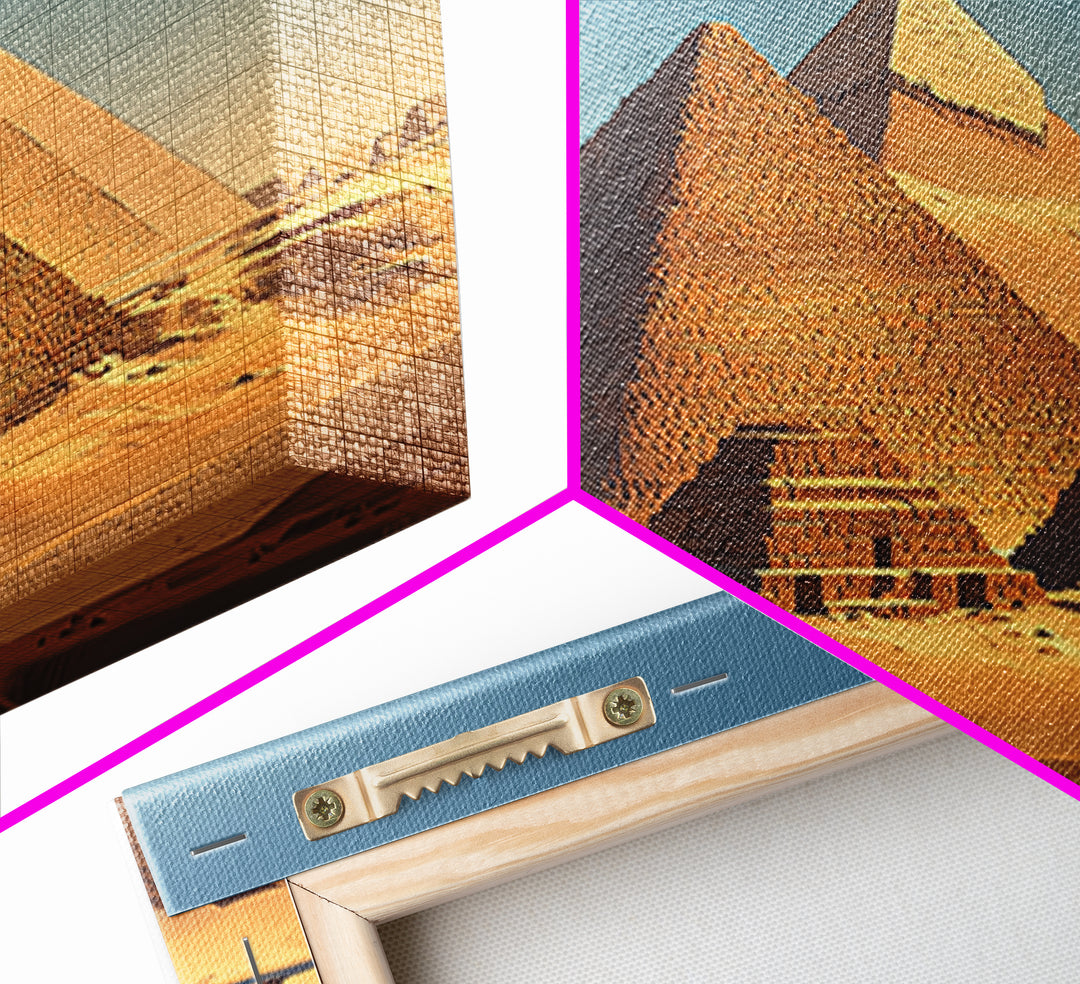 Golden Egyptian Pyramids At Sunrise Wall Art, Ancient African Art, Desert Landscape, Africa Poster, Home Decor Gift, Wall Decor
