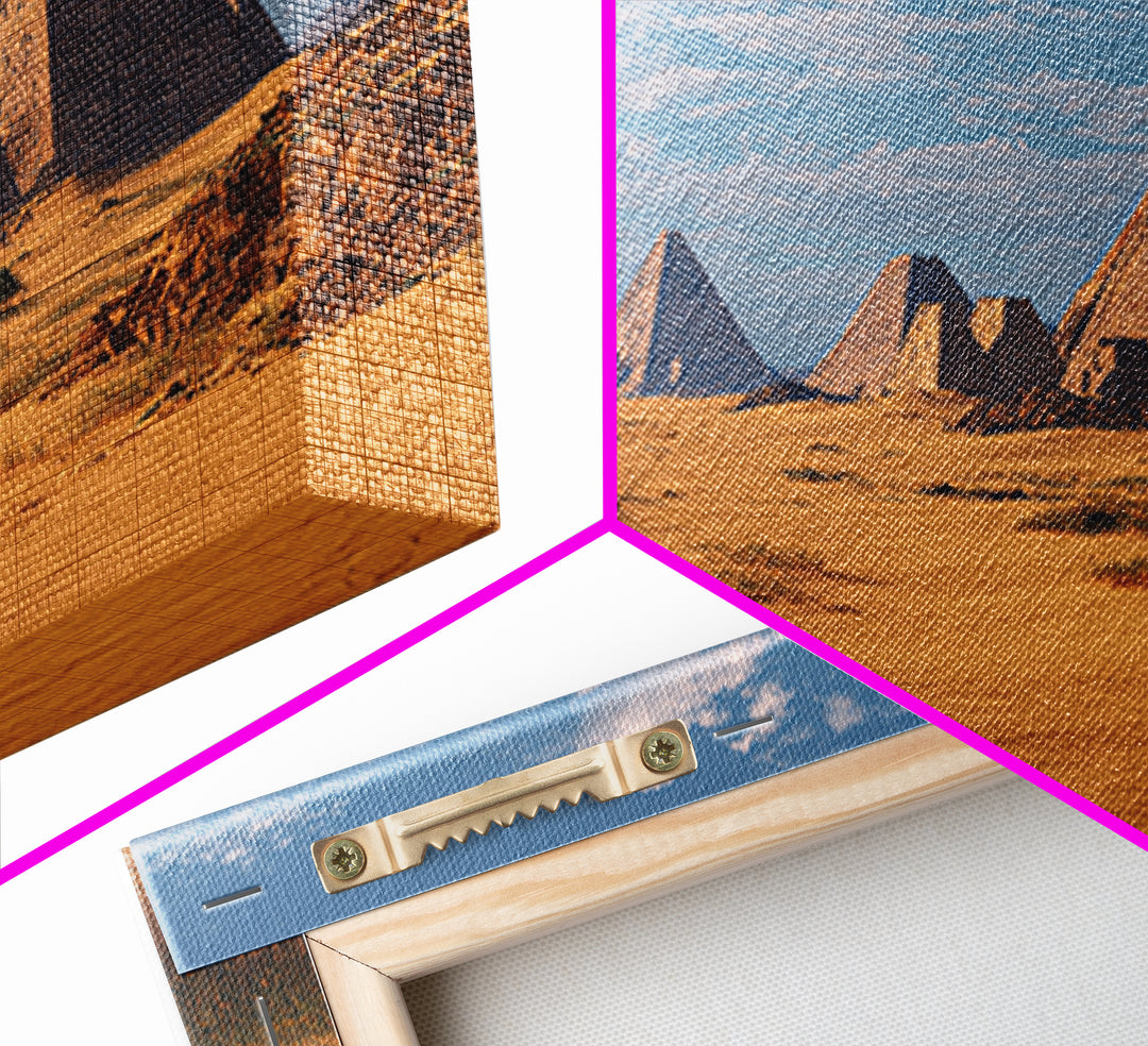 Wide Desert Pyramid Panorama Wall Art, African Egyptian Art, Ancient African Art Print, Safari Decor, Statement Wall Decor