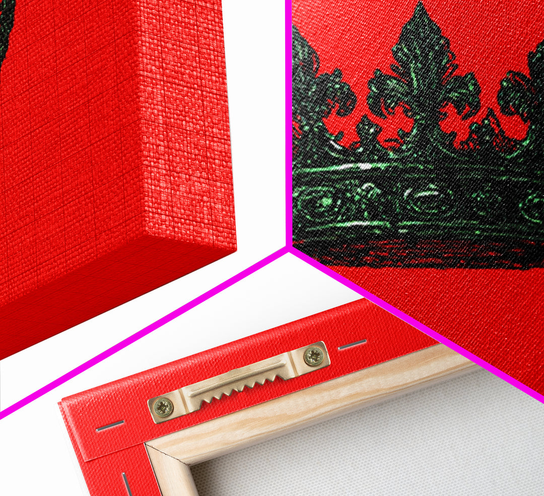 Black Crown On Red Background Wall Art, African Queen Decor, Royal Afrocentric Print, Bold Modern Black Culture Art, Statement Wall Decor