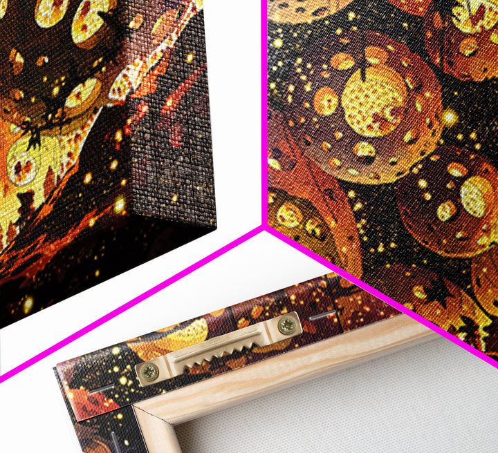Glowing African Lantern Festival Canvas Print, Magical Night Wall Decor, Boho Afrocentric Art, Warm Golden Home Decor Gift