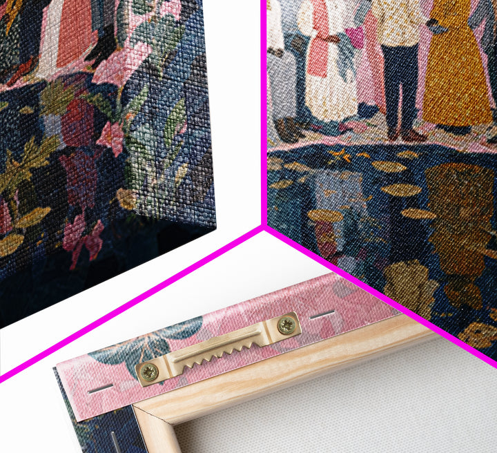 Elegant African Garden Ceremony By Lily Pond Canvas Print, Black Women Art, Afrocentric Wall Decor, Cultural Wedding Gift