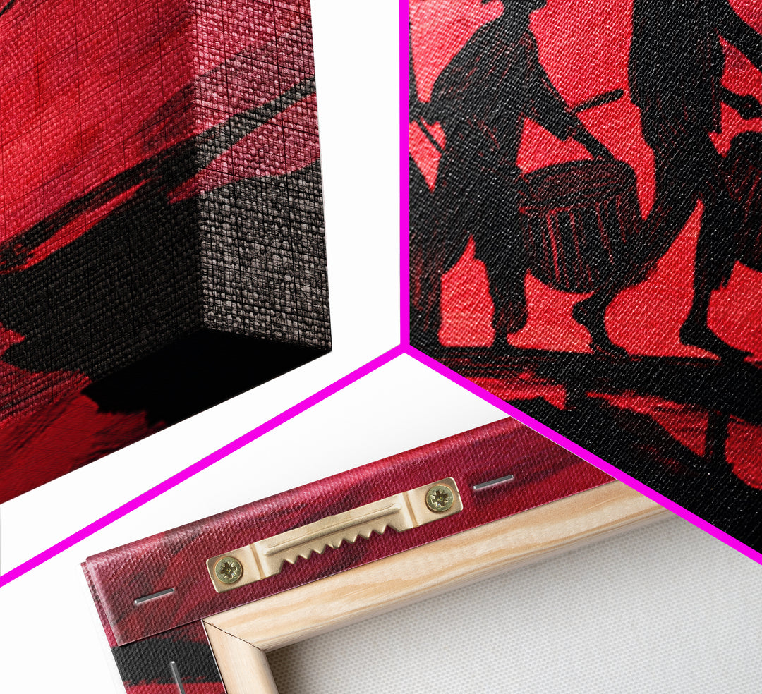 Red Sunset African Drummers Silhouette Wall Art, Afrocentric Music Print, Tribal Culture Decor, Black History Gift, Living Room Decor