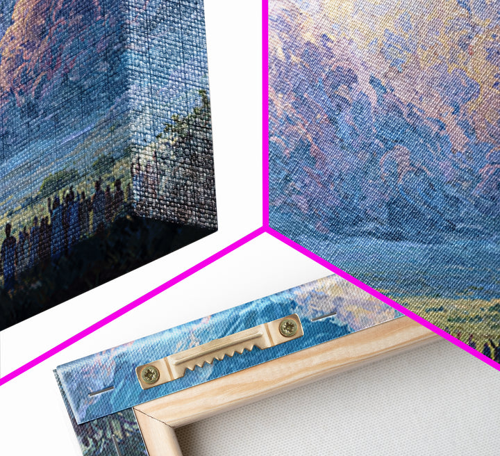 Blue Dawn Clouds Over African Gathering Wall Art, Modern African Art Canvas Print, Cultural Wall Decor, Meaningful Gift For Her