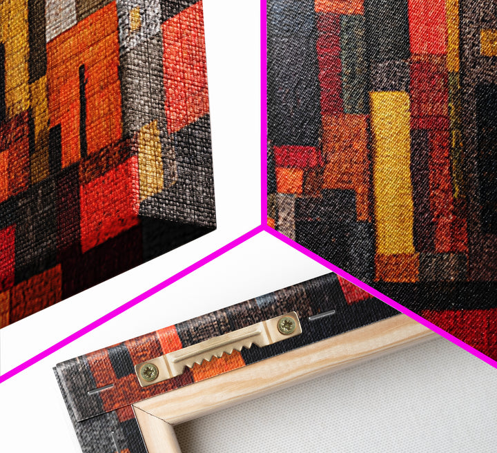 Red Black African Textile Patchwork Wall Art, Abstract African Art Print, Kuba Cloth Decor, Modern Tribal Home Decor Gift