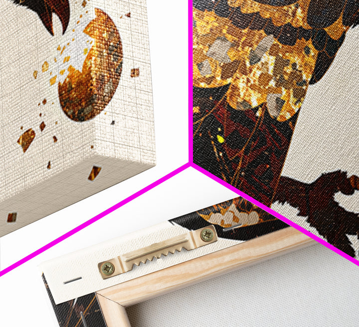 Golden Falcon Breaking Egg Canvas Print, Mythic Bird Wall Art, African Inspired Decor, Bold Contemporary Art, Unique Home Decor