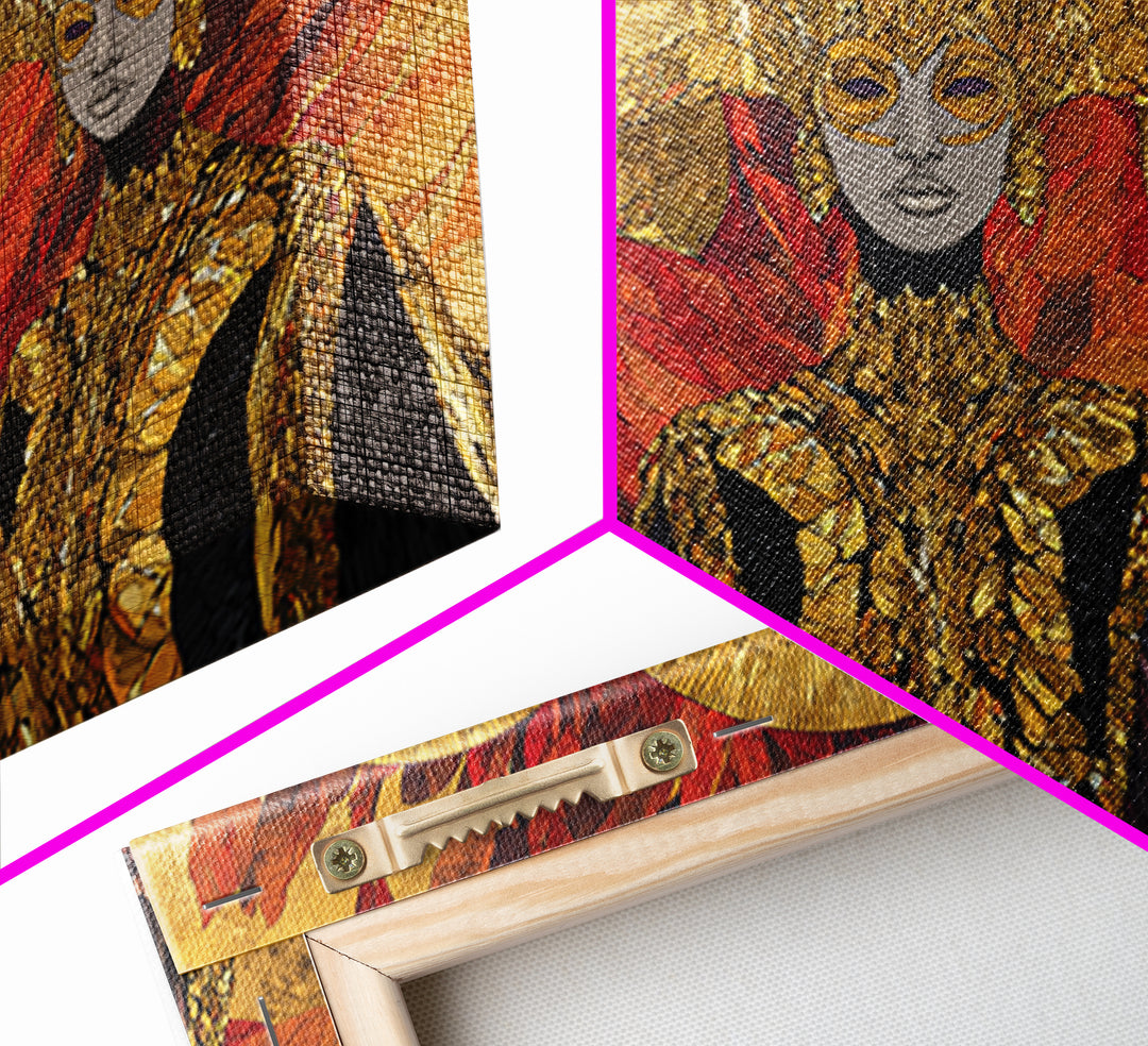 Three Golden African Queens With Leaf Crowns Wall Art, Black Woman Art, Afrocentric Decor, Luxury Framed Canvas Print Gift