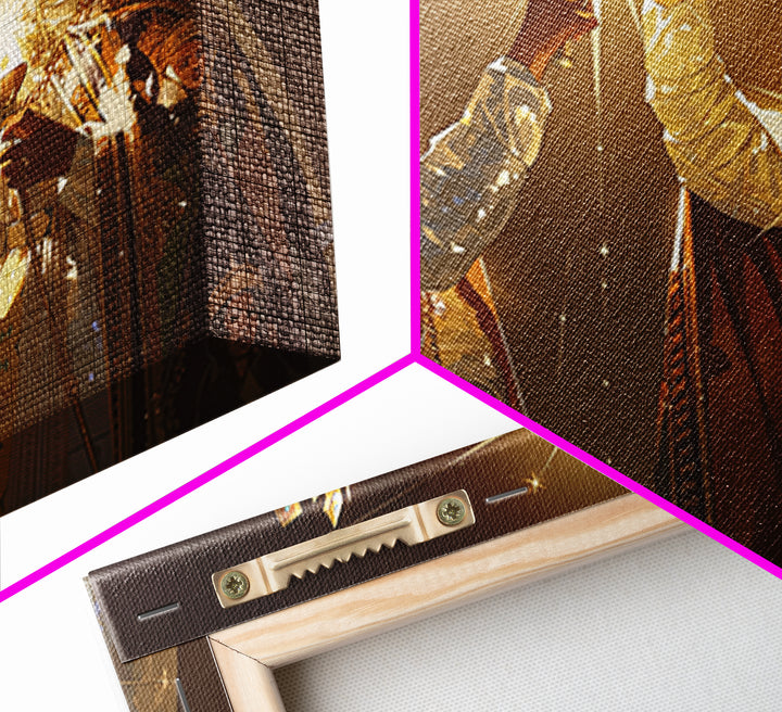 Two Crowned African Queens Toasting Starlight Wall Art, Black Women Art, Elegant Gold Decor, Premium Canvas Print For Her
