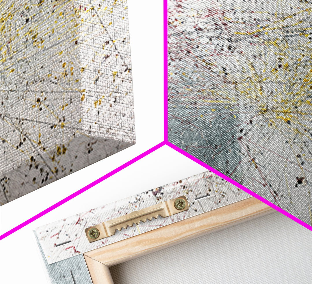 Red Yellow Network Abstract Painting, Minimalist Modern Wall Art, Contemporary Office Decor, Large Canvas Print Gift Artwork