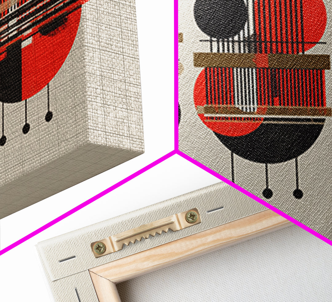 Red Black Geometric Abstract Canvas Print, Modern African Pattern Wall Art, Minimalist Mid Century Home Decor Gift For Living Room